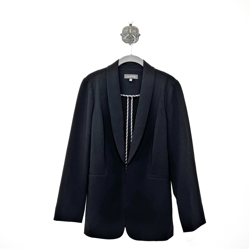 Talbots Black Blazer Single Hook Close Career Business Jacket Women's Size 6